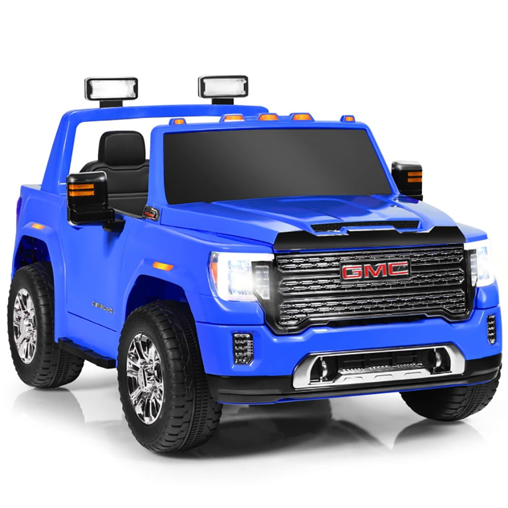 CIPACHO 12V 2-Seater Licensed GMC Kids Ride On Truck RC Electric Car with Storage Box, Kid's Battery Powered Electric Vehicle, Blue CIPACHO 12V 2-Seater Licensed GMC Kids Ride On Truck RC Electric Car with Storage Box, Kid's Battery Powered Electric Vehicle, Blue