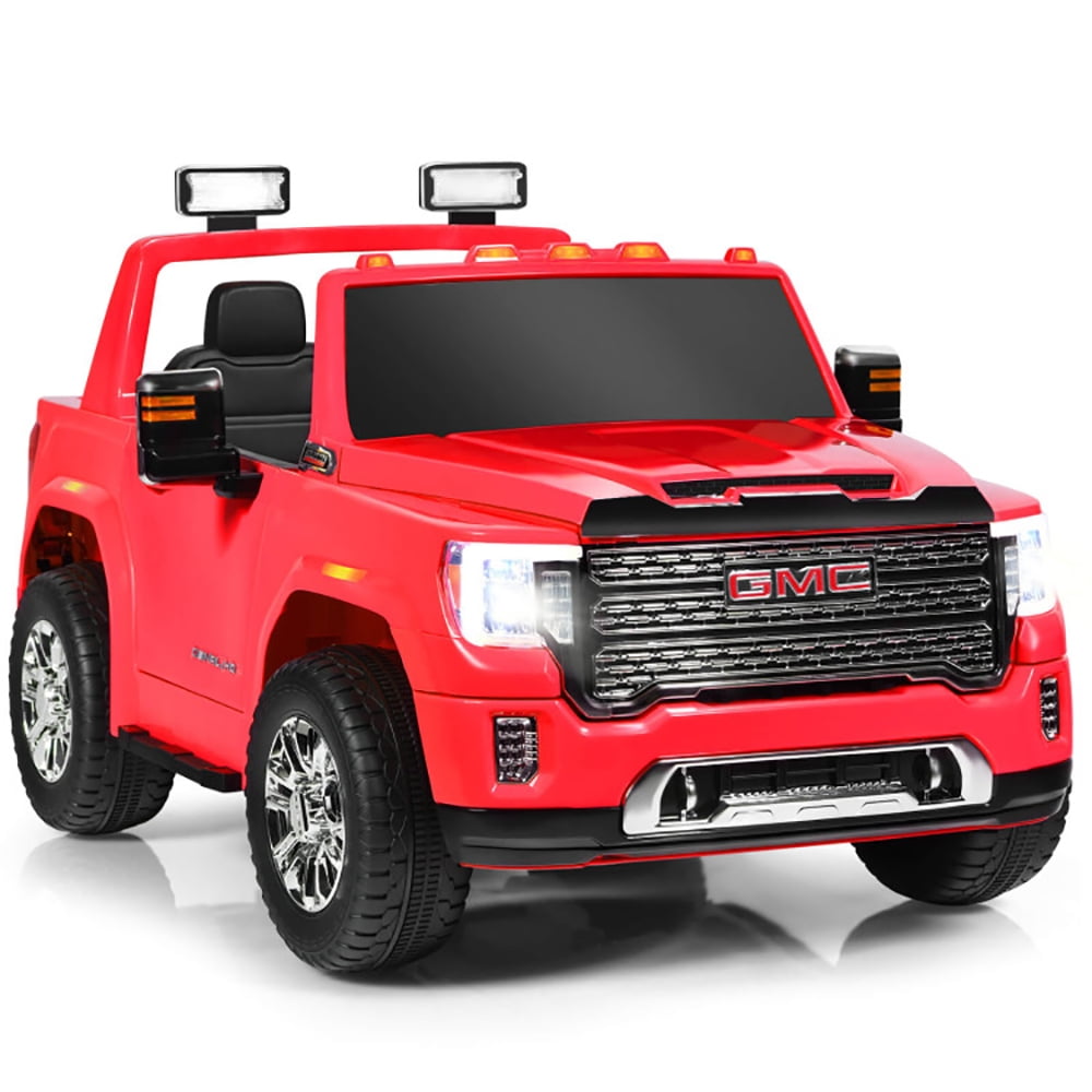 CIPACHO 12V 2-Seater Licensed GMC Kids Ride On Truck RC Electric Car with Storage Box, Kid's Battery Powered Electric Vehicle, Red CIPACHO 12V 2-Seater Licensed GMC Kids Ride On Truck RC Electric Car with Storage Box, Kid's Battery Powered Electric Vehicle, Red