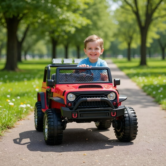 CIPACHO 12V Battery Powered Electric Car, 3 Speeds Kids Ride On Car for Kids 3-8 Years, SUV Toy Car with Remote Control RC, MP3, Red