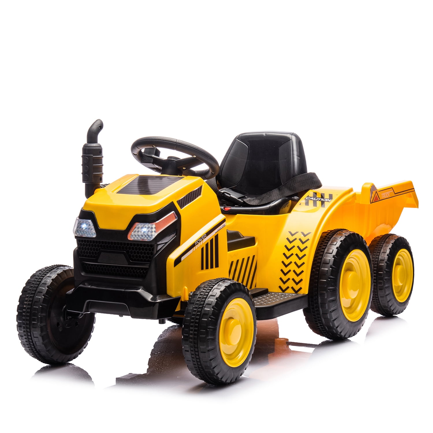CIPACHO 12V Battery Powered Electric Tractor Toy Car, Ride on Tractor with Trailer, Remote Control, USB, MP3, Bluetooth, Light, Yellow CIPACHO 12V Battery Powered Electric Tractor Toy Car, Ride on Tractor with Trailer, Remote Control, USB, MP3, Bluetooth, Light, Yellow