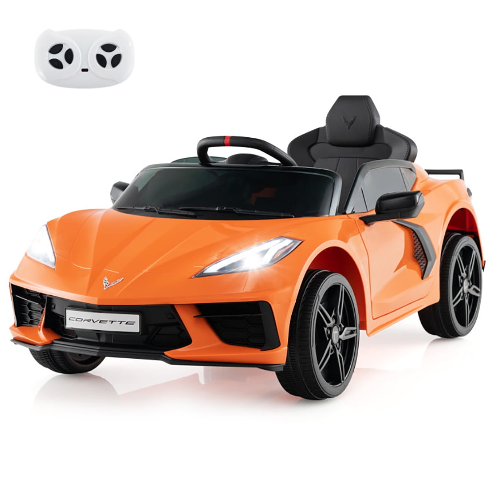 CIPACHO 12V Electric Kids Ride On Car Licensed Chevrolet Corvette C8 with Remote Control, Battery Powered Electric Car, 4-Wheeler Quad Car Toy for Ages 3+, Orange