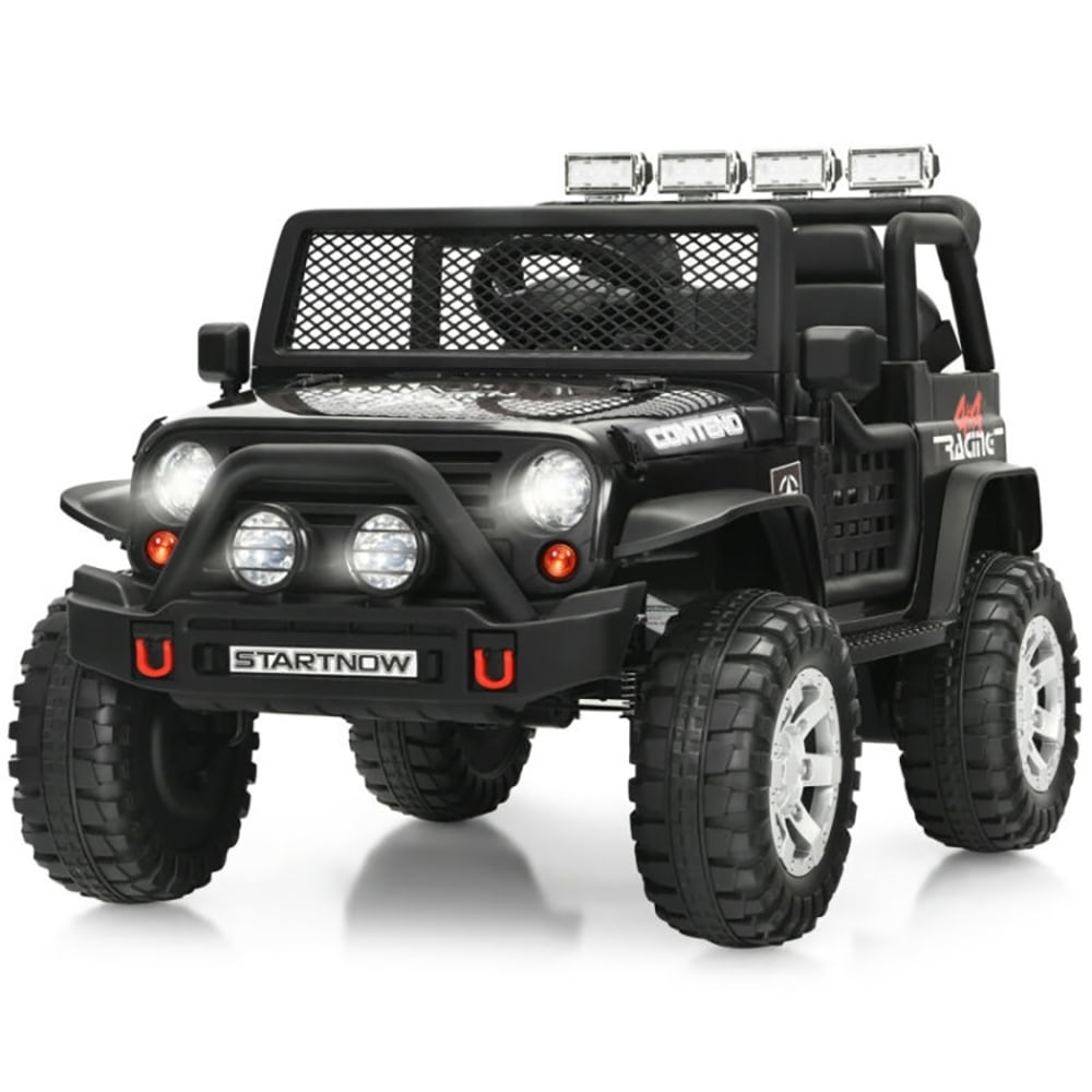 CIPACHO 12V Kids Remote Control Electric Ride On Truck Car with Lights and Music, 4 Wheels Battery Powered Car for Kids, Kid Driving Car Truck, Black