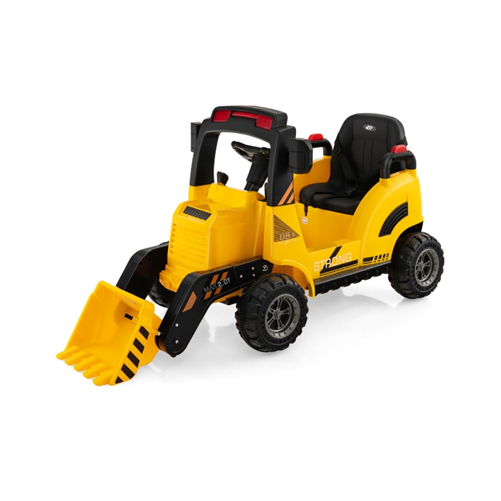 CIPACHO 12V Kids Ride On Construction Tractor with Electric Adjustable Bucket, 4WD Ride on Toys for Kids 3-8, Yellow