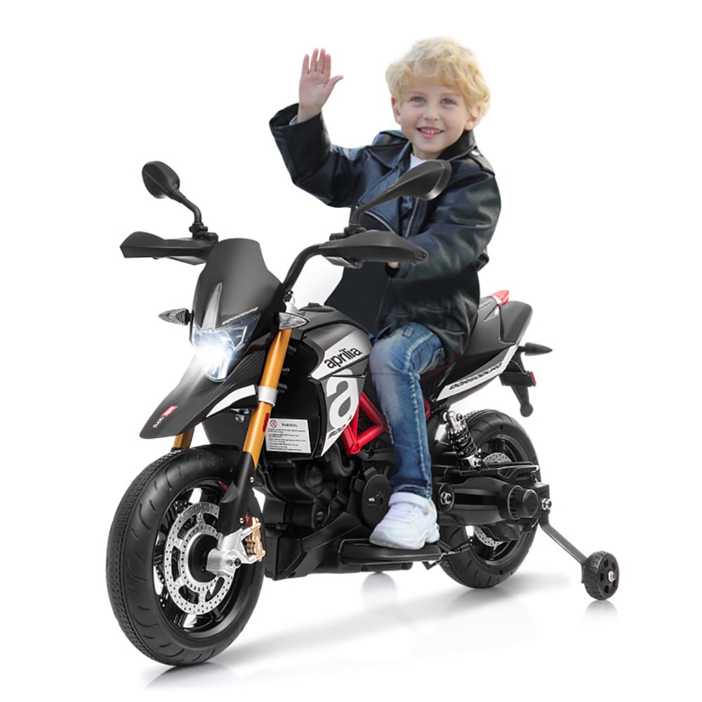 CIPACHO 12V Kids Ride-On Motorcycle Aprilia Licensed with Sounds and Music, Battery Powered Motorbike for Kids Ages 3+, Black