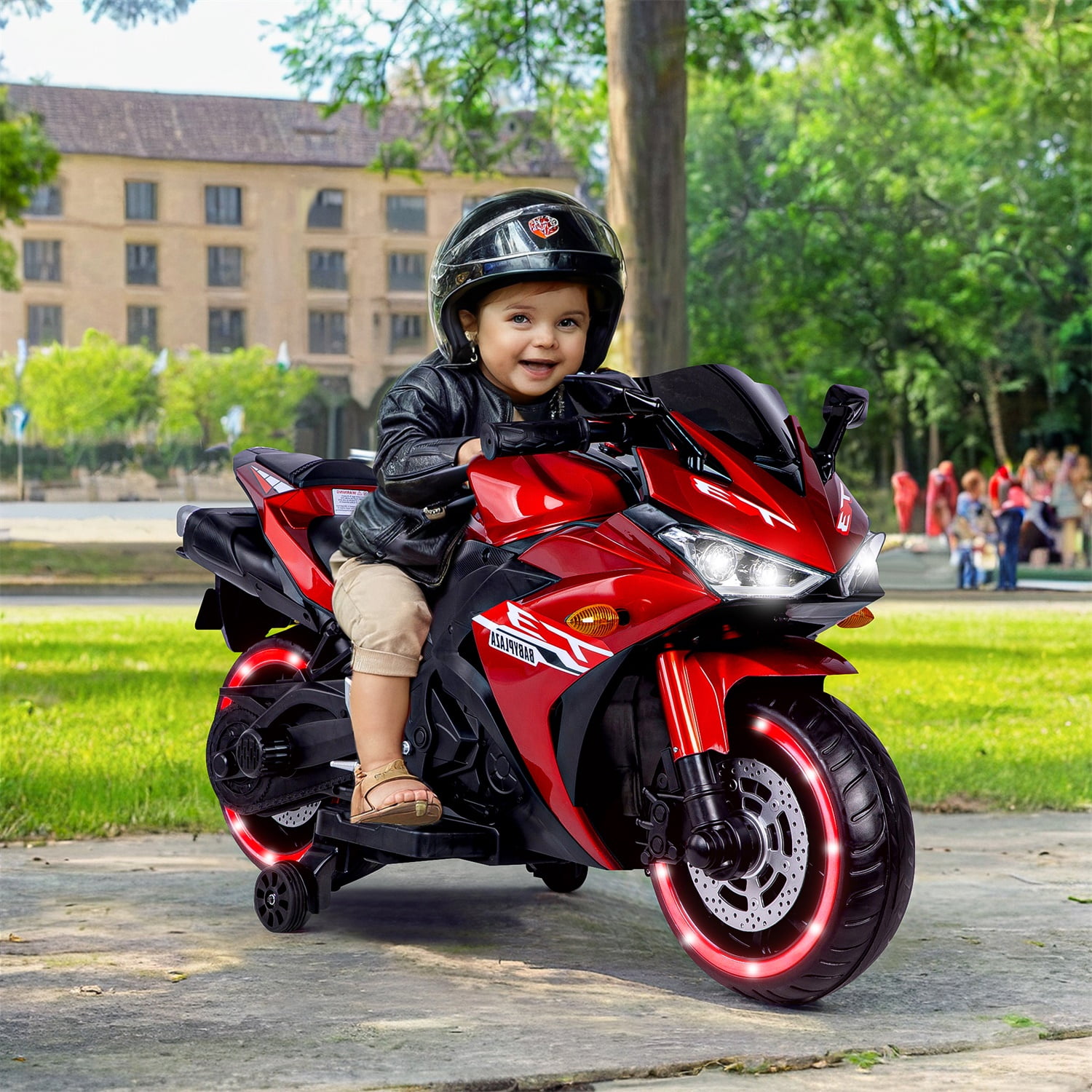 CIPACHO 12V Kids Ride On Motorcycle Toys with Training Wheels, Electric Motorcycle for Boys and Girls, Red