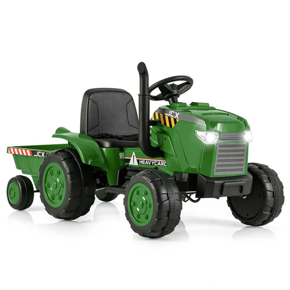 CIPACHO 12V Kids Ride On Tractor with Trailer and Remote Control, Battery Powered Kids Car, Holiday Birthday Gift for Kids Ages 3-8, Dark Green