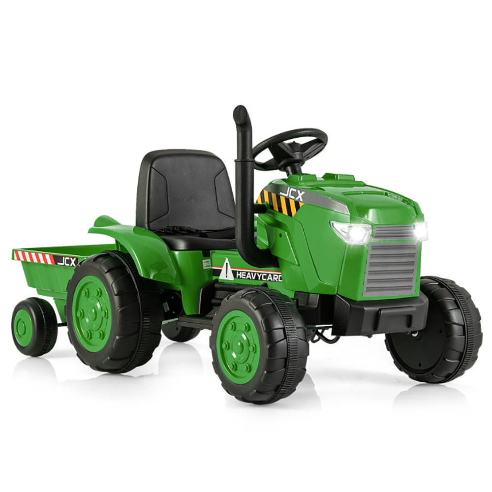 CIPACHO 12V Kids Ride On Tractor with Trailer and Remote Control, Battery Powered Kids Car, Holiday Birthday Gift for Kids Ages 3-8, Green