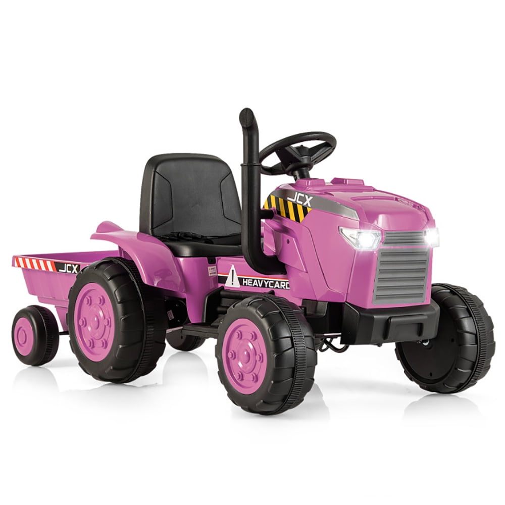 CIPACHO 12V Kids Ride On Tractor with Trailer and Remote Control, Battery Powered Kids Car, Holiday Birthday Gift for Kids Ages 3-8, Pink