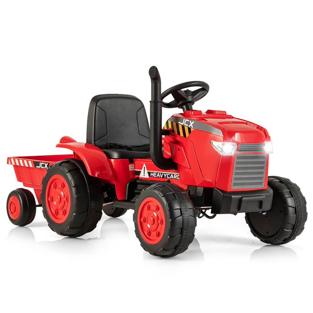 CIPACHO 12V Kids Ride On Tractor with Trailer and Remote Control, Battery Powered Kids Car, Holiday Birthday Gift for Kids Ages 3-8, Red
