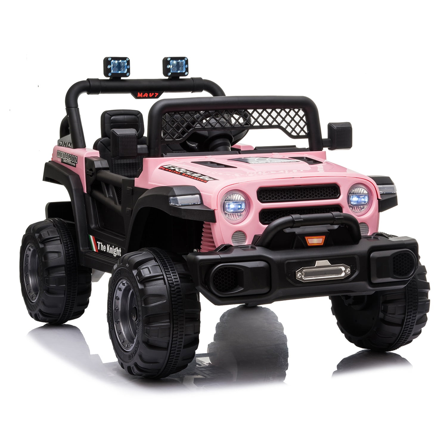 CIPACHO 12V Kids Ride On Truck Car with Parent Remote Control, Spring Suspension, LED Lights, AUX Port, Kids Electric Vehicle Toy, Pink