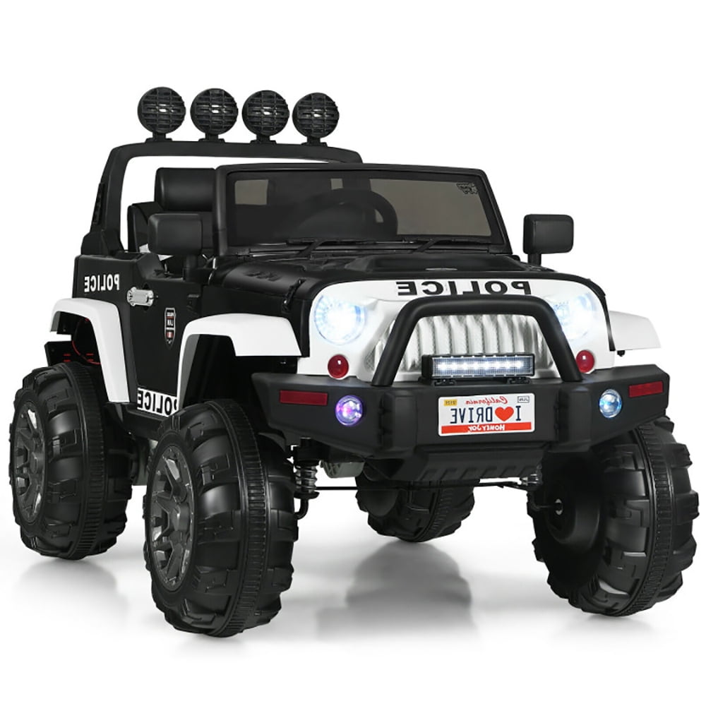 CIPACHO 12V Kids Ride On Truck with Remote Control and Double Magnetic Door, 4 Wheels Battery Powered Car for Kids, Kid Driving Car Truck, Black & White