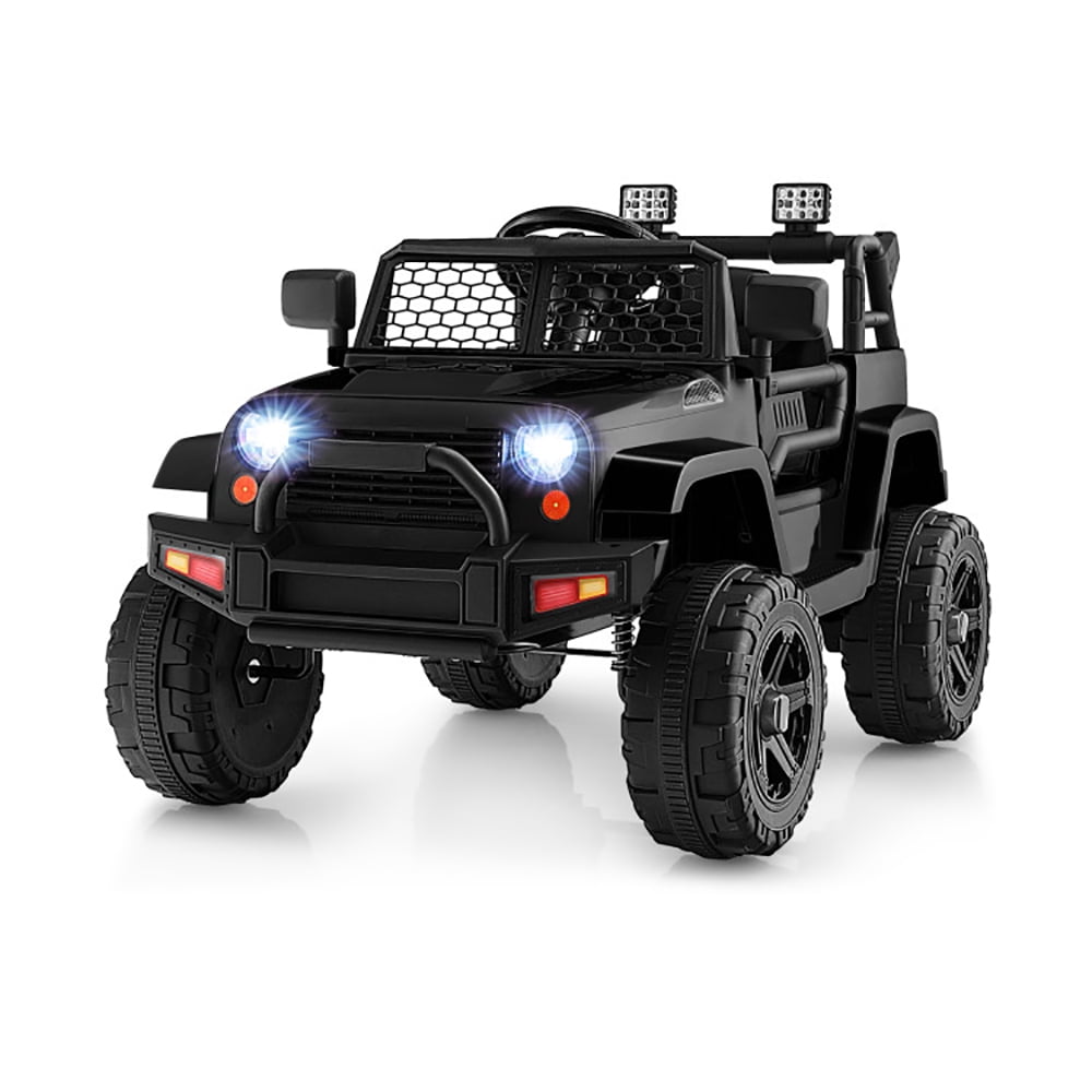 CIPACHO 12V Kids Ride On Truck with Remote Control and Headlights, 4 Wheels Battery Powered Car for Kids, Kid Driving Car Truck, Black