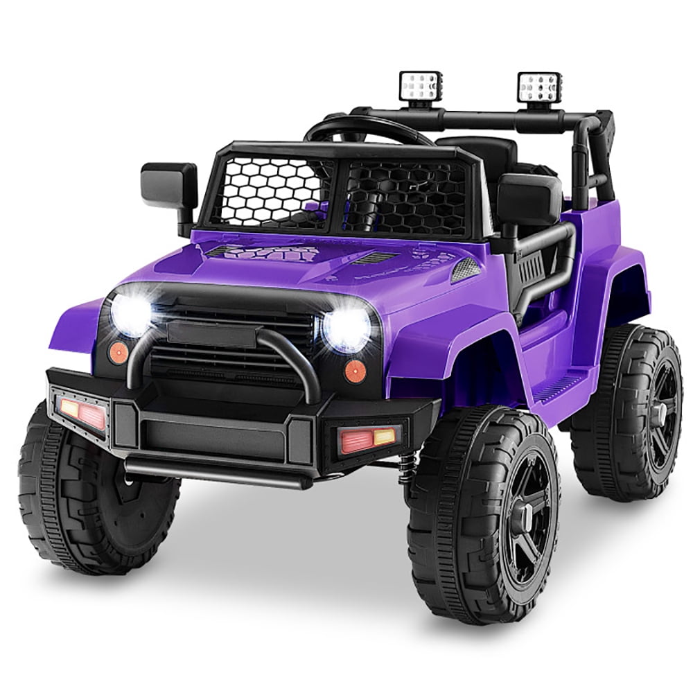 CIPACHO 12V Kids Ride On Truck with Remote Control and Headlights, 4 Wheels Battery Powered Car for Kids, Kid Driving Car Truck, Purple
