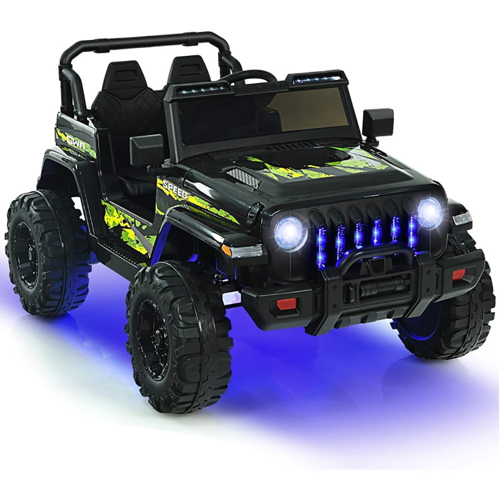 CIPACHO 12V Kids Ride-on Jeep Car with 2.4 G Remote Control, 4 Wheels Battery Powered Kids Car, Kid Driving Car Truck, Black & Green