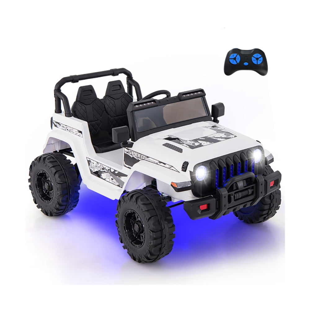 CIPACHO 12V Kids Ride-on Jeep Car with 2.4 G Remote Control, 4 Wheels Battery Powered Kids Car, Kid Driving Car Truck, White