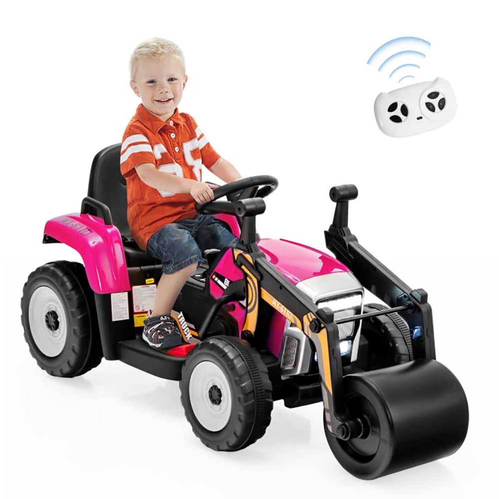CIPACHO 12V Kids Ride on Road Roller with 2.4G Remote Control, Battery Powered Kids Car, Holiday Birthday Gift for Kids Ages 3-8, Pink