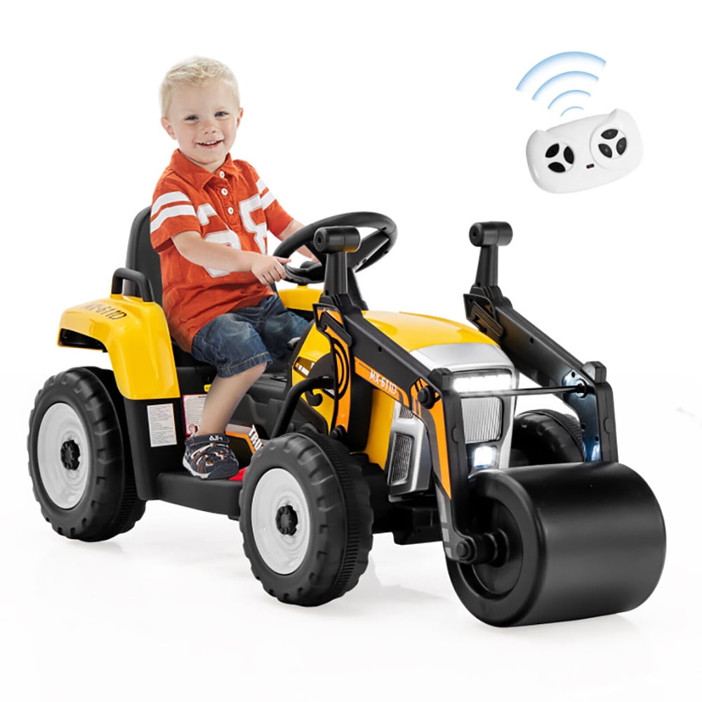 CIPACHO 12V Kids Ride on Road Roller with 2.4G Remote Control, Battery Powered Kids Car, Holiday Birthday Gift for Kids Ages 3-8, Yellow