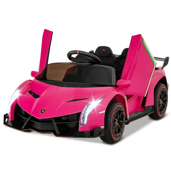 CIPACHO 12V Licensed Lamborghini 4WD Kids Ride-on Sports Car with 2.4G Remote, Kid's Battery Powered Electric Vehicle Car Toy, Ideal Gift for Kids, Pink