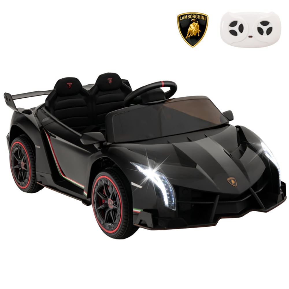 CIPACHO 12V Licensed Lamborghini 4WD Kids Ride-on Sports Car with 2.4G Remote, Kid's Battery Powered Electric Vehicle Car Toy, Ideal Gift for Kids, Black