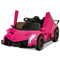 CIPACHO 12V Licensed Lamborghini 4WD Kids Ride-on Sports Car with 2.4G Remote, Kid's Battery Powered Electric Vehicle Car Toy, Ideal Gift for Kids, Pink