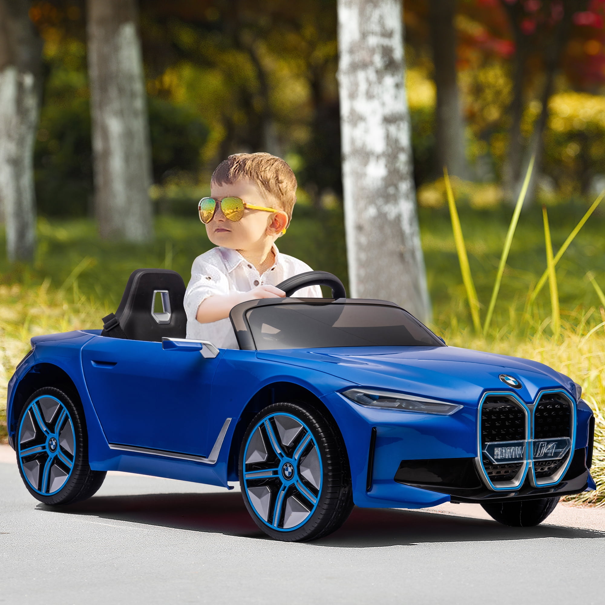 CIPACHO 12v Kids Ride On Car with 2.4G Parents Remote Control, Licensed BMW I4, Electric Car for Kids, 3 Speed Adjustable, Blue