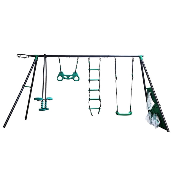 CIPACHO 150" Metal Kids Swing Set, Play Equipment for Indoor Outdoor Gift for Age 3+, Blue