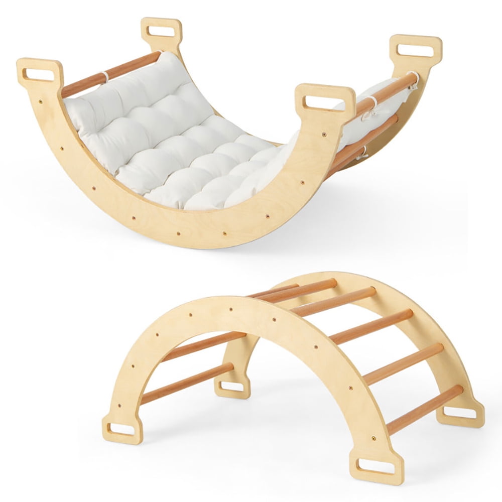 CIPACHO 2-in-1 Arch Rocker with Soft Cushion for Toddlers, Gifts for Boys and Girls Aged 1-4, Natural