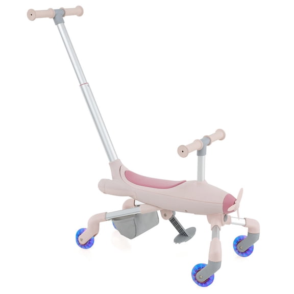CIPACHO 2-in-1 Kids Ride-on Push Car with LED Lighted Wheels, Easy Storage, Ideal Stroller Substitute, Pink