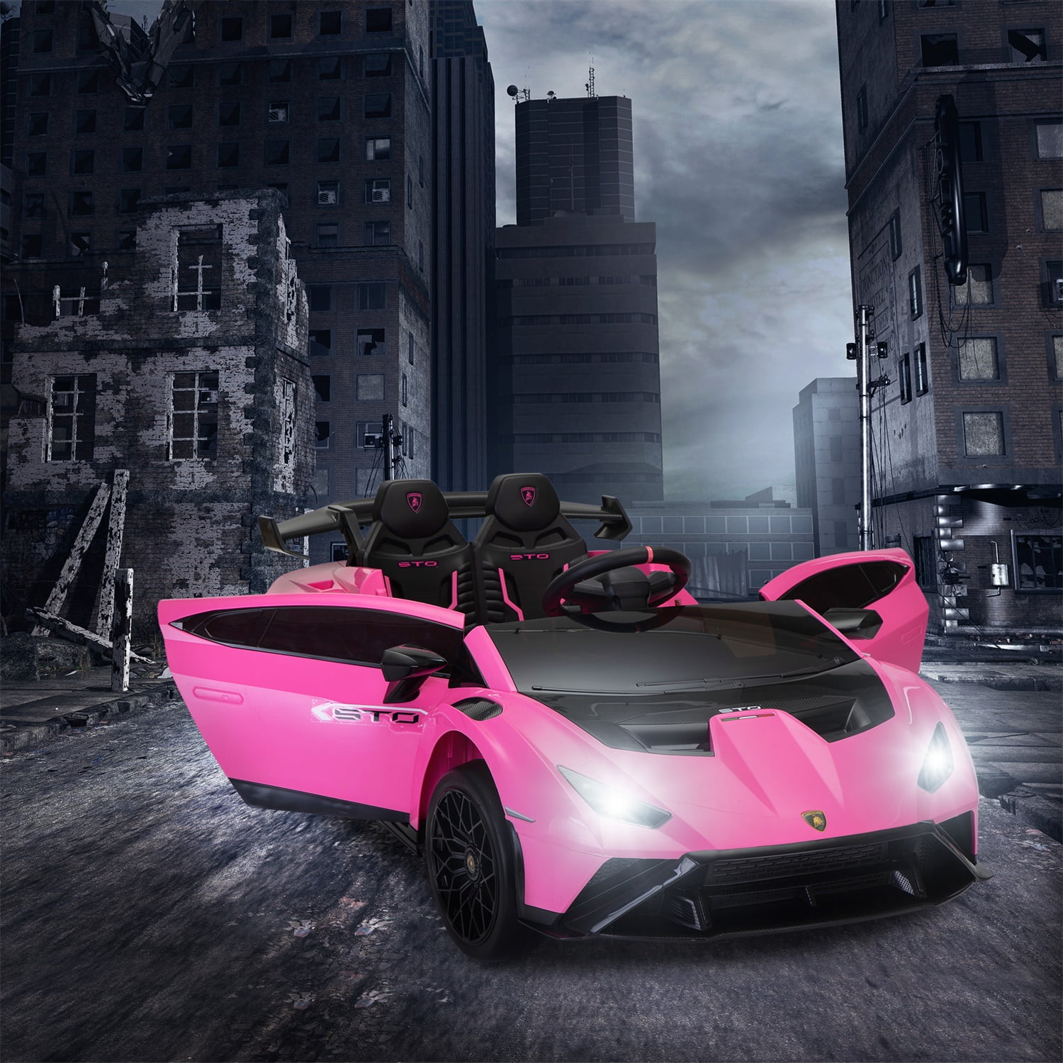 CIPACHO 24V Kids Electric Car, Licensed Lamborghini Battery Powered Sports Car with Remote Control, LED Lights, Music, USB, High-Low Speed, Drifting, Pink CIPACHO 24V Kids Electric Car, Licensed Lamborghini Battery Powered Sports Car with Remote Control, LED Lights, Music, USB, High-Low Speed, Drifting, Pink