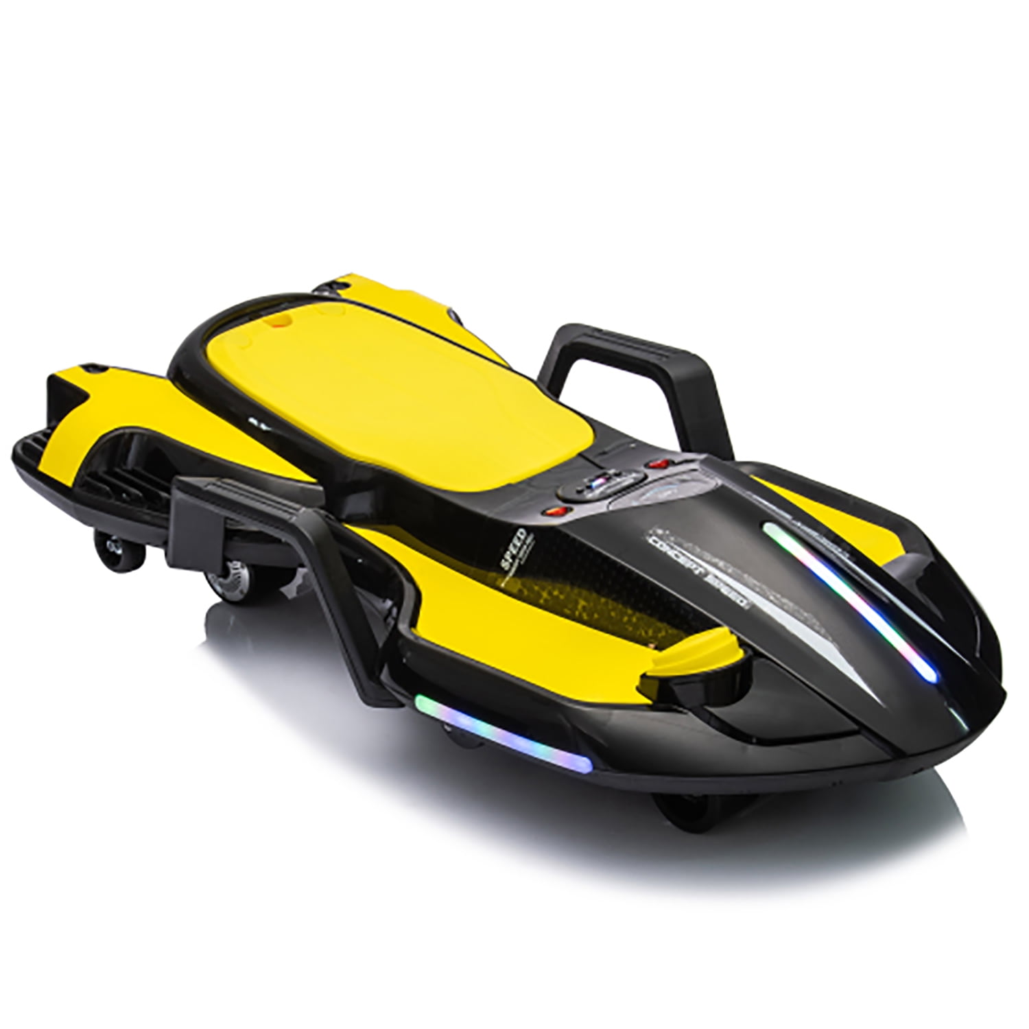 CIPACHO 24V Kids Ride On Car Crazy Cart with Helmet Knee Pads, Kids Ride on Drift Car for Kids with Spray function, Gravity Steering, Yellow CIPACHO 24V Kids Ride On Car Crazy Cart with Helmet Knee Pads, Kids Ride on Drift Car for Kids with Spray function, Gravity Steering, Yellow