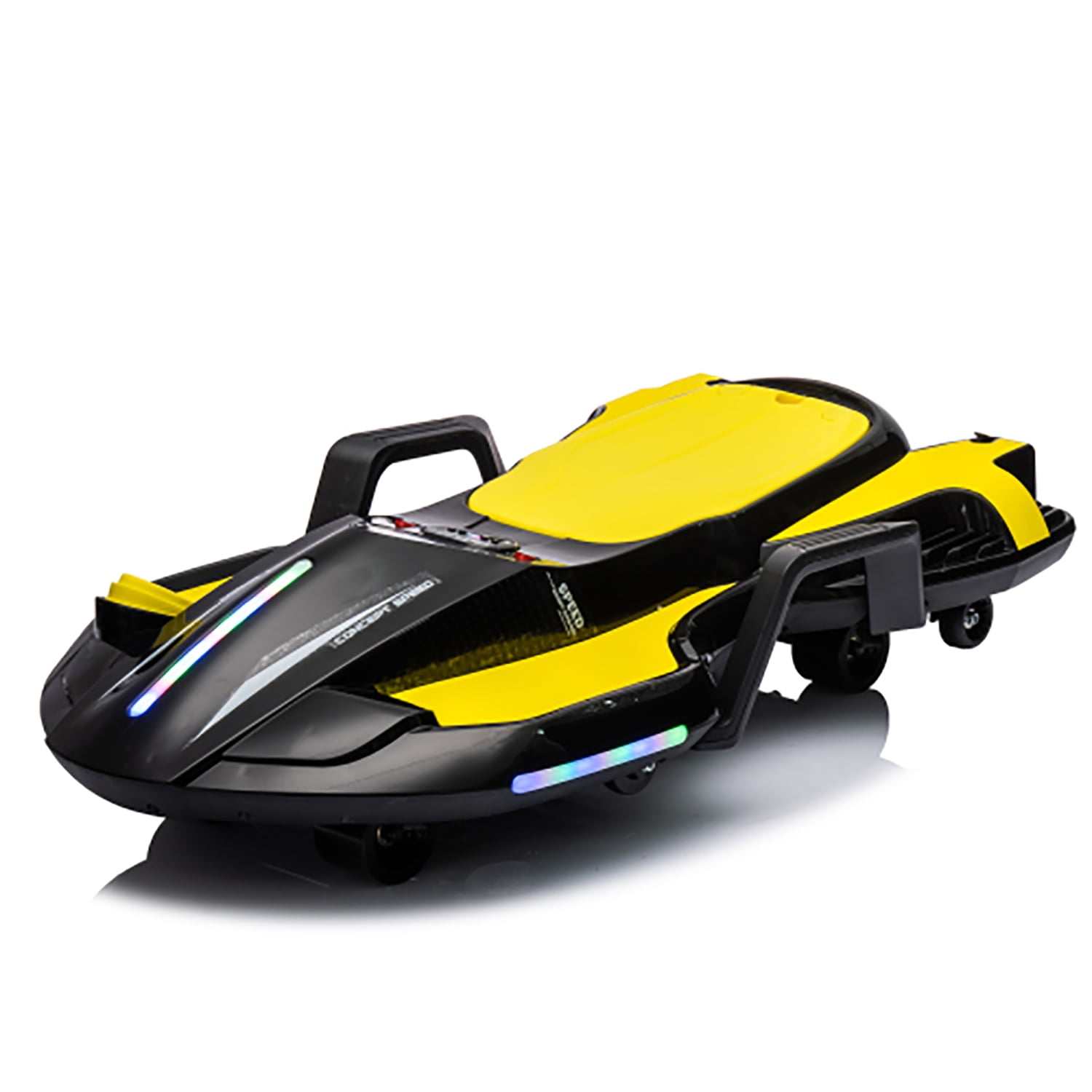 CIPACHO 24V Kids Ride On Car with Helmet Knee Pads, Crazy Cart with Spray function, Gravity Steering, Use for 1-2 hours, Yellow CIPACHO 24V Kids Ride On Car with Helmet Knee Pads, Crazy Cart with Spray function, Gravity Steering, Use for 1-2 hours, Yellow