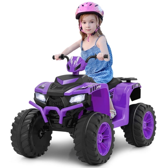 CIPACHO 24V Kids Ride-On Electric ATV with Wireless Connection for Toddlers 3-8 Years Old, Battery Powered Electric Ride on Car, 4-Wheeler Quad Car Toy, Purple