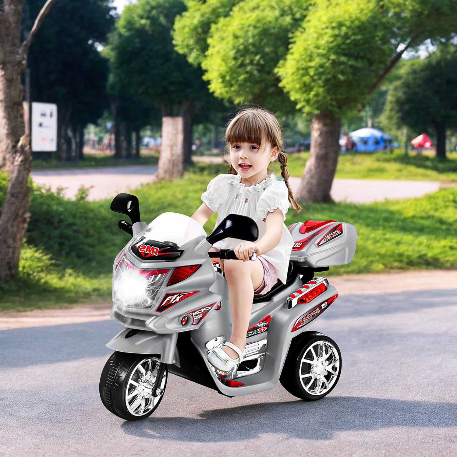 CIPACHO 3 Wheel Kids Ride On Motorcycle, 6V Battery Powered Electric Toy Power Bicyle, Holiday Birthday Gift for Kids Ages 3-7, Gray CIPACHO 3 Wheel Kids Ride On Motorcycle, 6V Battery Powered Electric Toy Power Bicyle, Holiday Birthday Gift for Kids Ages 3-7, Gray