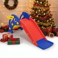 thumbnail image 1 of CIPACHO 3 in 1 Kids Freestanding Slide, Indoor Outdoor Toddler Play Set with Basketball Hoop, Ball, Dolphin Pattern, Excellent Gifts for Christmas and New Year, Red, 1 of 9
