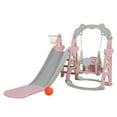 thumbnail image 1 of CIPACHO 3 in 1 Kids Slide and Swing Set with Basketball Hoops for Toddlers 1-5 Years, Indoor Outdoor Playground, Pink, 1 of 8