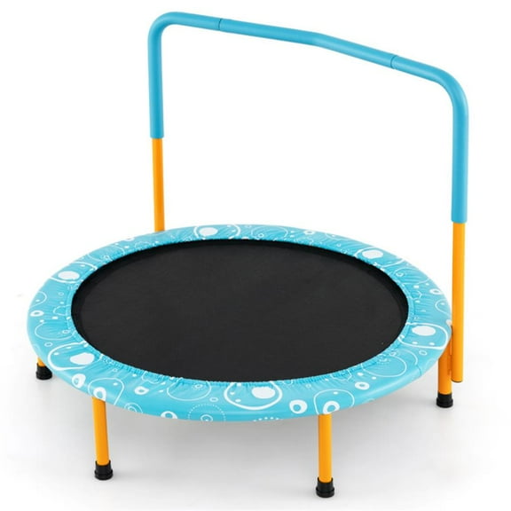 CIPACHO 36 Inch Kids Trampoline Mini Rebounder with Full Covered Handrail, Foldable Mini Trampoline, Fitness Rebounder for Indoor Garden-Orange