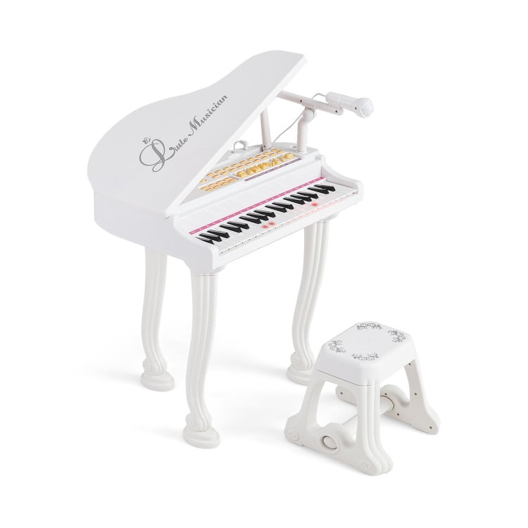 CIPACHO 37 Keys Kids Piano Keyboard Toy with Stool and Piano Lid, Christmas Birthday Gift for Kids 3-8 Years Old Boy and Girl, White CIPACHO 37 Keys Kids Piano Keyboard Toy with Stool and Piano Lid, Christmas Birthday Gift for Kids 3-8 Years Old Boy and Girl, White