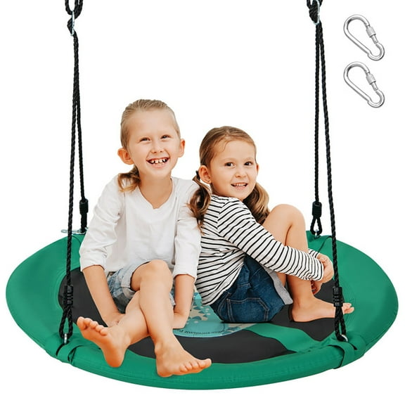CIPACHO 40" Saucer Tree Swing Round with Adjustable Ropes and Carabiners, Kids Swing Indoor Outdoor Play for Kids, Green