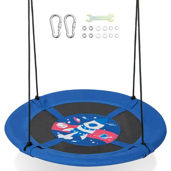CIPACHO 40" Saucer Tree Swing with Adjustable Hanging Ropes, Outdoor Kids Swing, Kids Playground for Backyard, Rocket