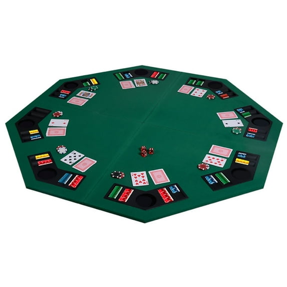 CIPACHO 48 Inch 8 Players Octagon Fourfold Poker Table Top, Portable Anti-Slip Poker Table Mat