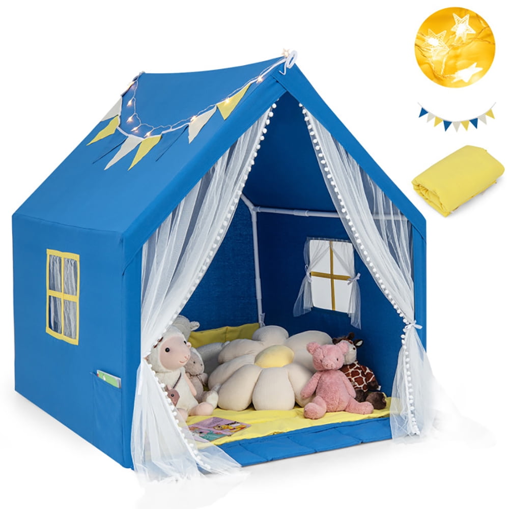 CIPACHO 48 x 42 x 50 Inch Large Play Tent with Washable Cotton Mat Holiday Birthday Gift for Kids, Play House for Kids Ages 3-10, Blue CIPACHO 48 x 42 x 50 Inch Large Play Tent with Washable Cotton Mat Holiday Birthday Gift for Kids, Play House for Kids Ages 3-10, Blue