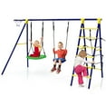 thumbnail image 1 of CIPACHO 5-In-1 Outdoor Kids Swing Set with A-Shaped Metal Frame and Ground Stake, Kids Playground for Backyard, 1 of 3
