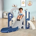 thumbnail image 1 of CIPACHO 5 in 1 Toddler Slide and Swing Set, Kids Playground Climber Slide Playset with Telescope, Kids Indoor Outdoor Play Equipment, Blue, 1 of 13