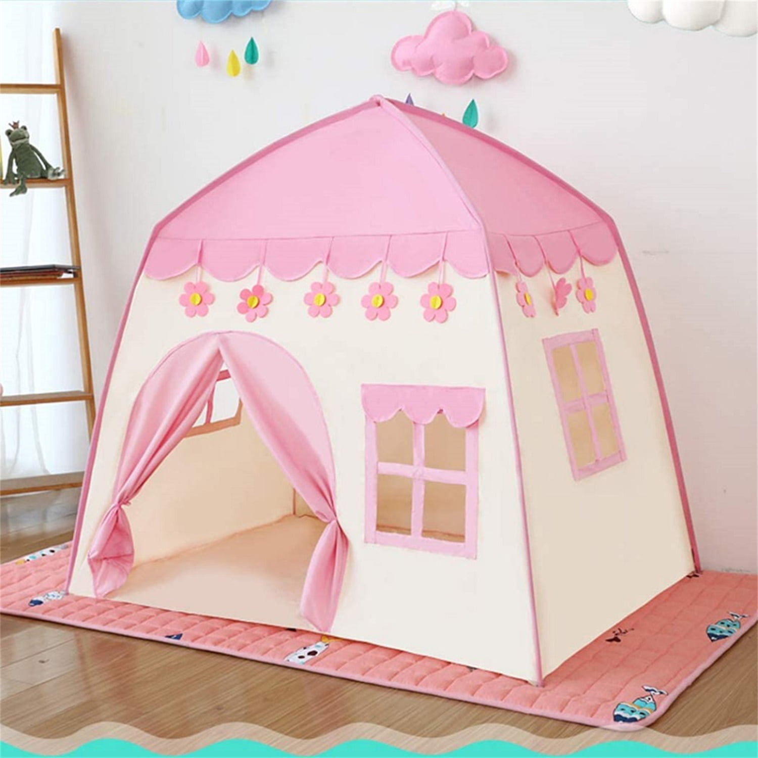 CIPACHO 51" Kids Play Tents for Girls Large Fairy Playhouse for Kids Princess Castle Tent Gift Toys for Girl Toddler Children Play House Without Lights, Pink