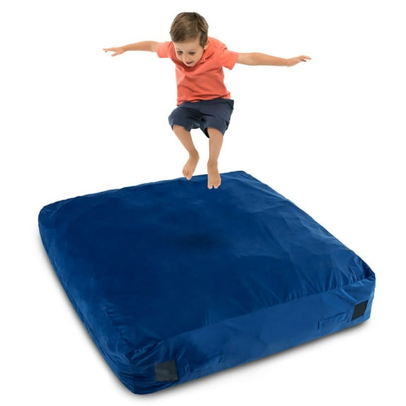 CIPACHO 57" x 57" Crash Pad Sensory Mat with Foam Blocks and Washable Velvet Cover for Kids and Adults, Ideal Gymnastics Equipment for Kids to Jump, Play or Relax, Blue