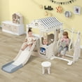 thumbnail image 1 of CIPACHO 6 in 1 Toddler Slide and Swing Set for Age 1-5, Indoor Outdoor Kids Playground with Fairy House, White+Gray, 1 of 10