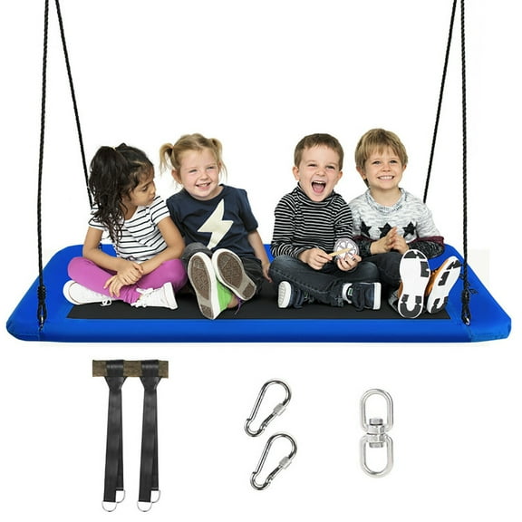 CIPACHO 60" Platform Tree Swing Outdoor with 2 Hanging Straps, Kids Swing Sets for Backyard, Blue