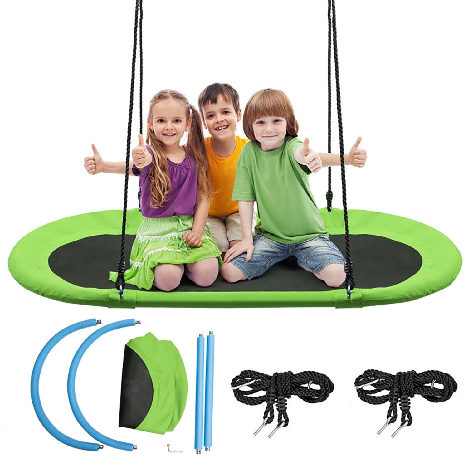 CIPACHO 60" Saucer Surf Outdoor Adjustable Kids Swing Set, Kids Playground for Backyard, Green