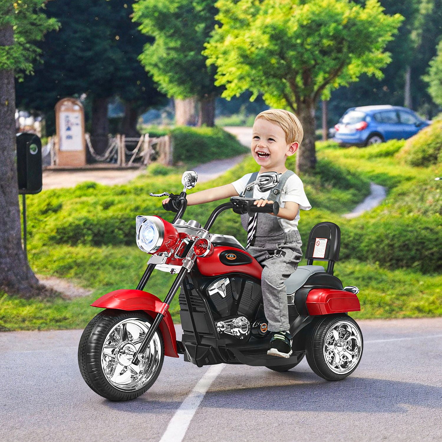 CIPACHO 6V 3 Wheel Kids Motorcycle, Battery Powered Electric Motorcycle Toy, Holiday Birthday Gift for Kids Ages 3-8, Red