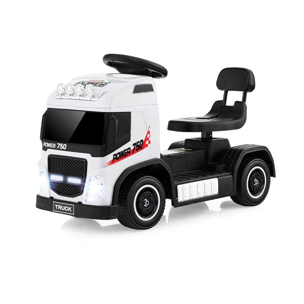 CIPACHO 6V Kids Electric Ride-on Truck with Height Adjustable Seat, Battery Powered Kids Car, Holiday Birthday Gift for Kids Ages 3-6, White